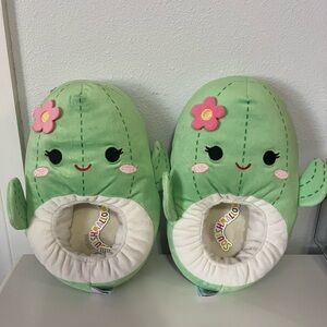 Squishmallows Green Cactus Plush Slippers